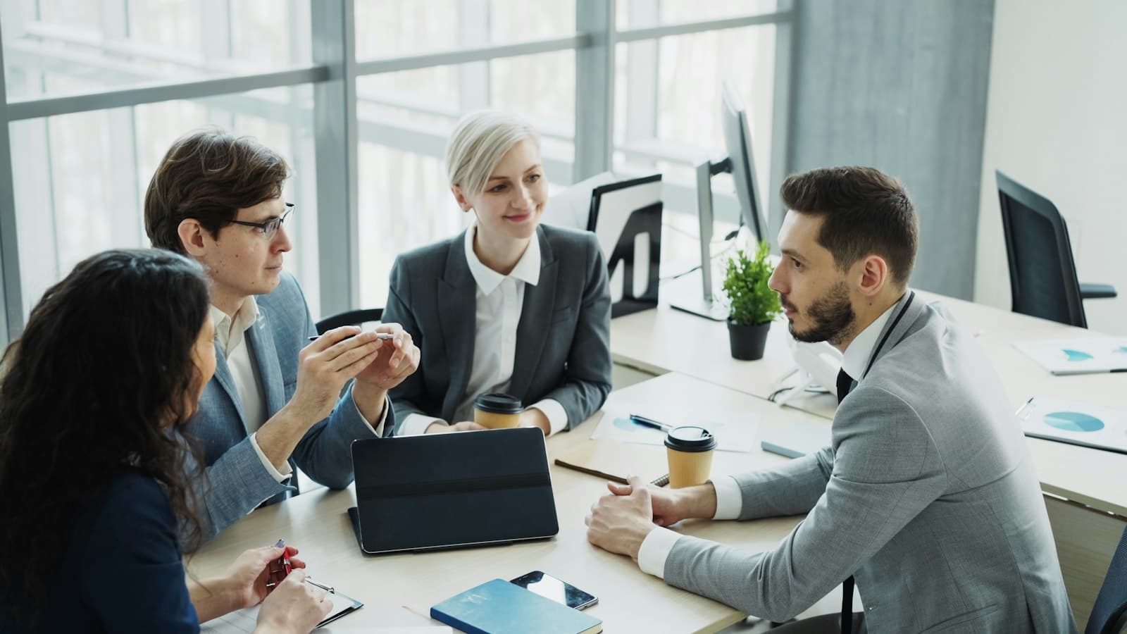 A team working together in a modern office