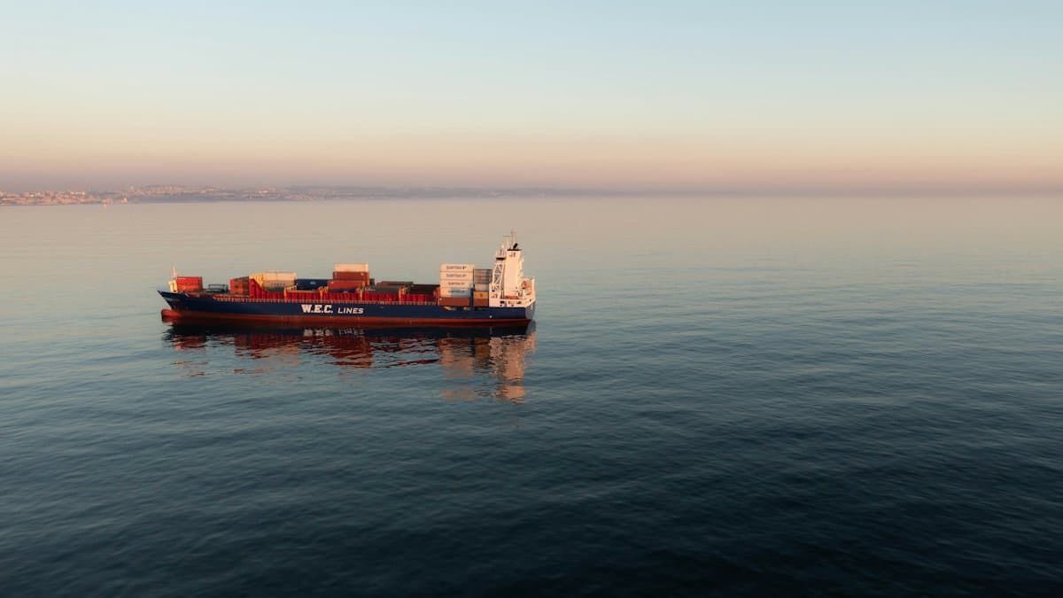 Container ship at sea
