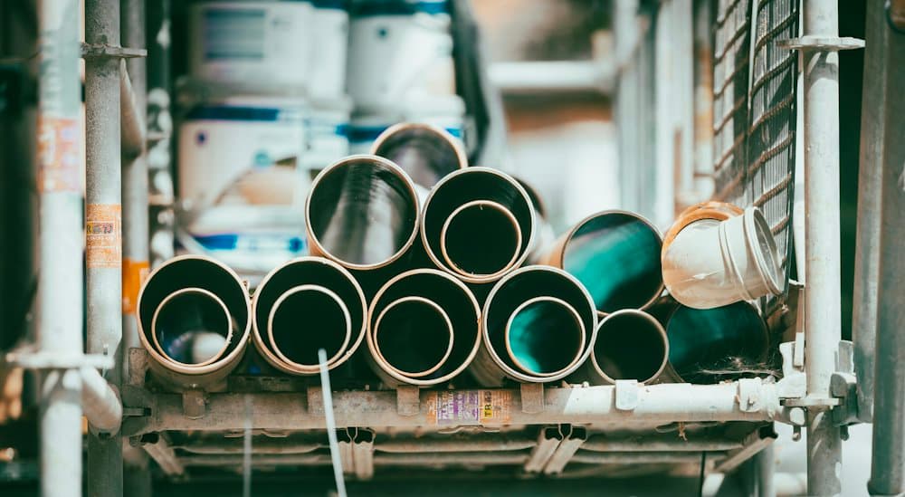 Stacked construction pipes