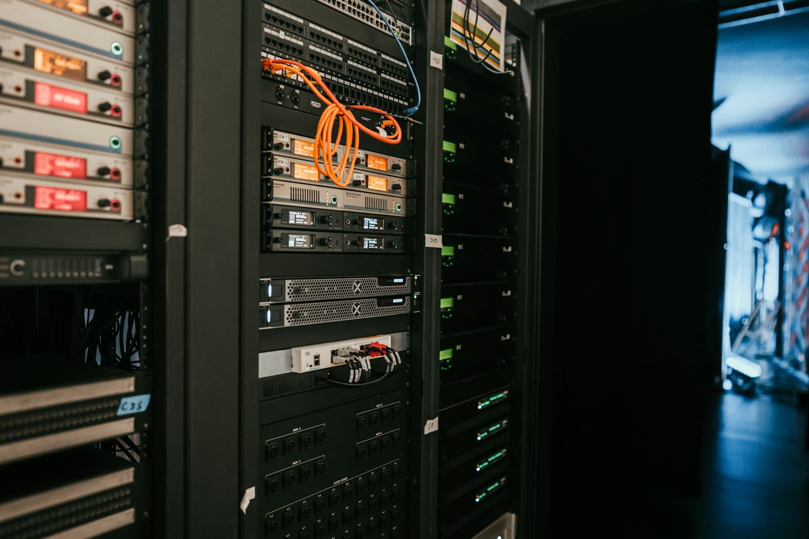 Server rack in a data centre