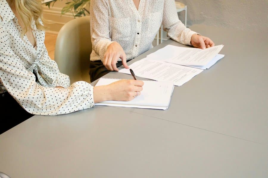 Consultants working on documents