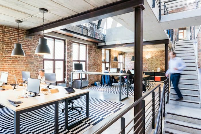 A bright office workspace